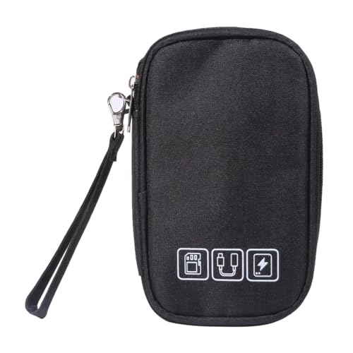 FOVAOK Bolsa de cables electrónica, organizador de accesorios electrónicos, organizador de cables portátil, funda de viaje para banco de energía (negro, 2 unidades)