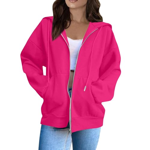 OIOLOYJM Zipper Hoodies for Women Long Sleeve Oversized Sweatshirts Y2k Drawstring Soft Jacket 2025 Fall Fashion with Pockets