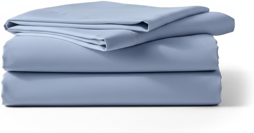 Royal Tradition Solid 650-Thread-Count, Cotton-Blend Twin Extra Long XL 3PC Bed Sheets Set, Blue