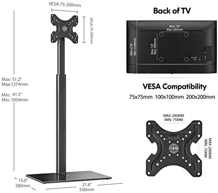 FITUEYES Floor TV Stand for 19" - 42" Screen 16 Adjustable Heights 70° Swivel Tiltable Bracket Max. VESA 200x200 mm Cable Management TT104601GB