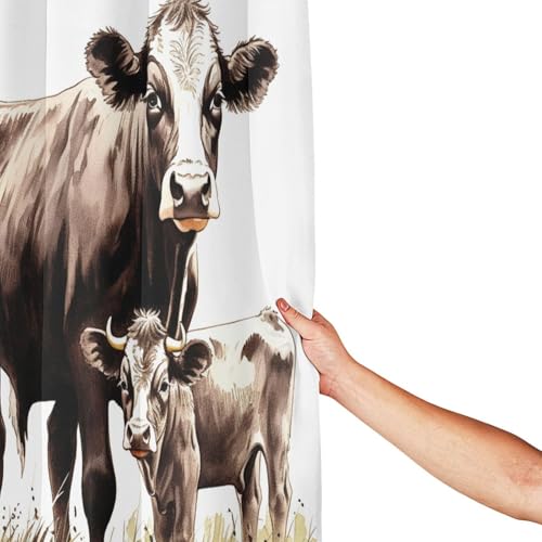 Rideau de douche imperméable vache avec 12 anneaux robustes 182 cm - 5