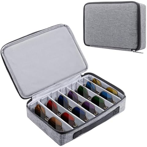 Bukere Travel Sunglasses Organizer Case, Adjustable Slot For Multiple Pairs, Portable Eyeglasses Storage Box for Men Women Cover