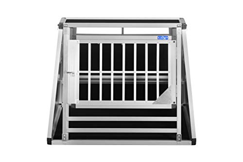 Transportbox N17 – Aluminium Hundebox 70×88×69 cm – Auto Hundebox mit Notausstieg, sicherer Hundetransport im Kofferraum