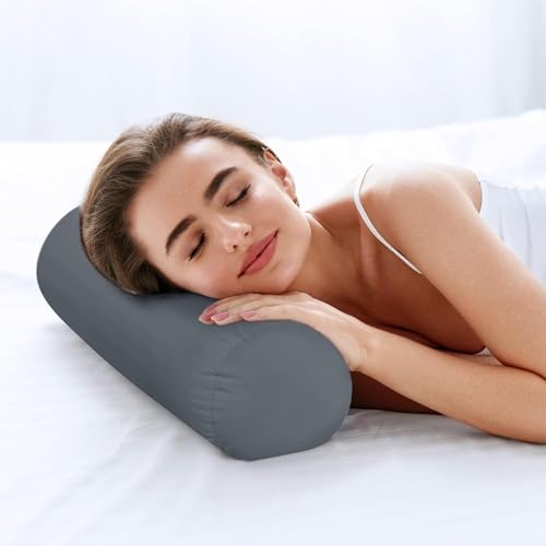 Utopia Bedding Nackenrolle 2er Set, 15x40 cm Kissenrolle Knierolle Zierkissen Sofakissen (Grau)