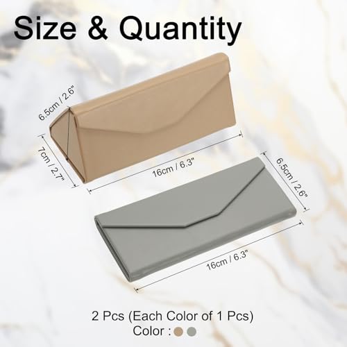 Image of PATIKIL Foldable Glasses Case, Triangle Magnetic Sunglasses Organizer Case PU Leather Hard Eyeglass Case for Women (2 Pcs)