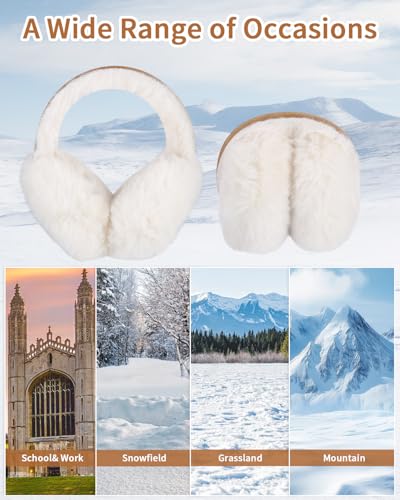 Mixara Winter Ohrenwärmer Damen, Faltbare Pelzige Ohrenwärmer, Warme Ohrenschützer, Kunstpelz Ohrenschützer für Damen, Earmuffs Ohrenwärmer Für Kälteschutz