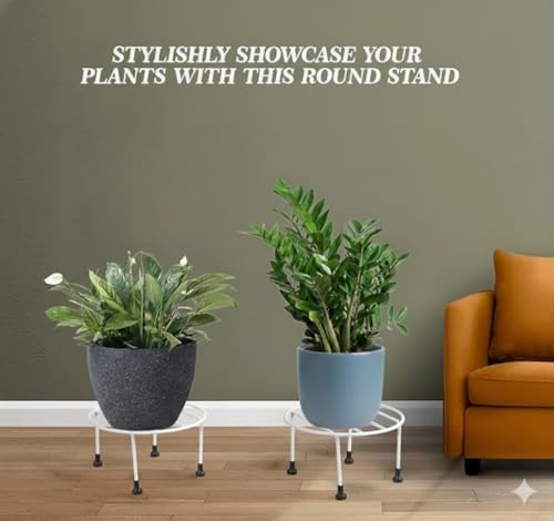 Image of Plant stands for indoor living room white Plant stand pot stands for plants in balcony flower pot stand for living room metal plant stand 4 Pcs Round plant stands for outdoor balcony