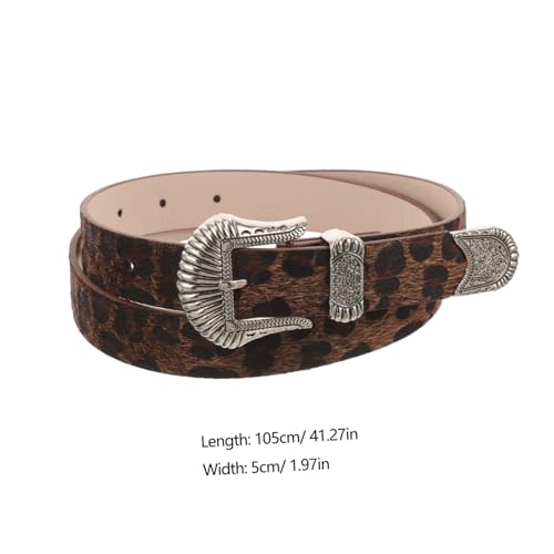 Vintage Western Leopard Print Waist Belt for Women Decorative Dress Accessory with Style Metal Buckle for Jeans Dresses and Special Occasions Coffee Color2