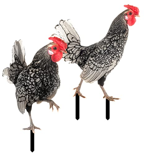 Healeved 2Pcs Easter Chicken Yard Art Rooster Animals Silhouette Statue Decor Lifelike Ornaments Hen Yard Decorative Pathway Floor Decoration Garden Lawn Outdoor Decoration #TOP3