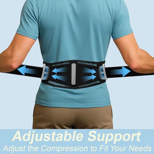 Image of Thin & Lightweight Back Brace for Lower Back Pain Relief - Slim, Breathable Back Support Brace for Sciatica, Herniated Disc - Adjustable Lumbar Support Belt for Men & Women, All Day Comfort