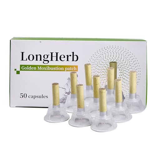 LongHerb Moxa Stick for Moxibustion The Moxibustion Sticks are Made of 60:1 high-Purity Mugwort Aged for 10 Years Self Adhesive Mini Moxa Rolls Portable Safe Home for Acupuncture (50pcs)