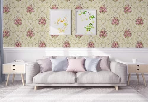 Image of NANA's Collections Vintage Rose Floral Design Wallpaper - Self-Adhesive Waterproof Peel & Stick Wall Paper for Living Room, Bedroom, Kitchen - 45cm x 600cm Roll