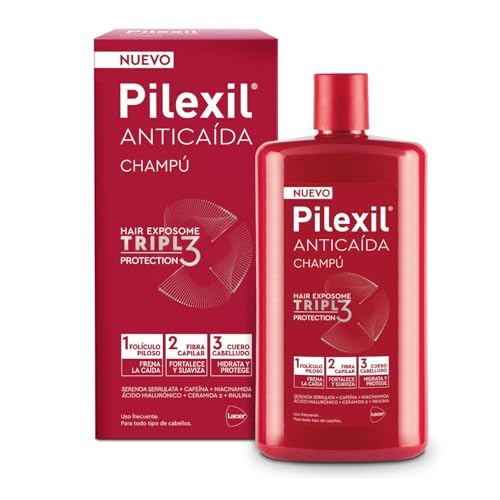 PILEXIL - Champú Anticaída Triple Protection 450 ml - Frena la Caída del Cabello, Fortalece y Suaviza la Fibra Capilar e Hidrata y Protege el Cuero Cabelludo - Para Hombres y Mujeres