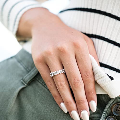 Espere 7 1/2 Ctw Oval Cut Cz Eternity Ring | Womens Wedding Band Stacking Ring Rhodium Plated Size 6 #TOP1