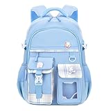 HANXIUCAO Backpacks for Girls Large Bookbags for Teens Girls Backpack for School Laptop Compartment Primary School (Blue)