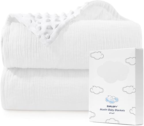 Miniatura 9 de ZURLEFY Mantas de bebé óxido para niñas, manta de muselina suave de algodón para niños, manta de bebé sólida neutra para recién nacido, bebé (43-04)