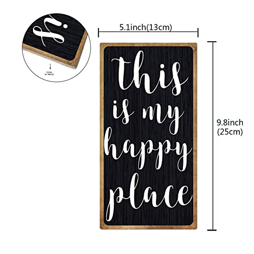 SUPERDANT Wall Hanging Decorative Wood Sign This is My Happy Place Rectangle Wall Decor Art Hanging Wood Plaque for Home Decor 25x13x0.05cm - Image 2
