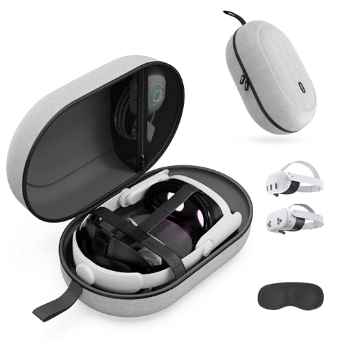Syntech 大型ハードキャリングケース 対応Meta Quest 3S/Oculus Quest 3/2/Pro/Pico4 アクセサリー VR ヘッドセット、エリートストラップ、タッチコントローラーなどに対応、大容量で収納・旅行用、グレーの商品画像（Amazon）