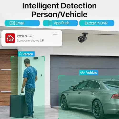 Image of ZOSI 3K Lite Wired Security Camera System Outdoor,8pcs 1920TVL 1080P Surveillance Cameras,80ft Night Vision,8 Channel H.265+ 5MP Lite CCTV DVR with 1TB HDD for 24 /7 Recording