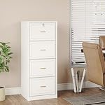 LITTLE TREE 4-Drawer File Cabinet with Lock, Large Vertical Storage Cabinet, Secure Space-Saver for Home Office, Compatible with A4/F4/Letter/Files, Filing Cabinets for Home Office (White, Wooden) - Image 2