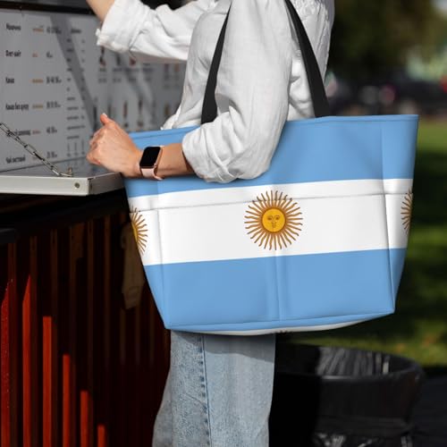 Sac à main décontracté grand format imprimé Argentine, grand cabas chic Noir