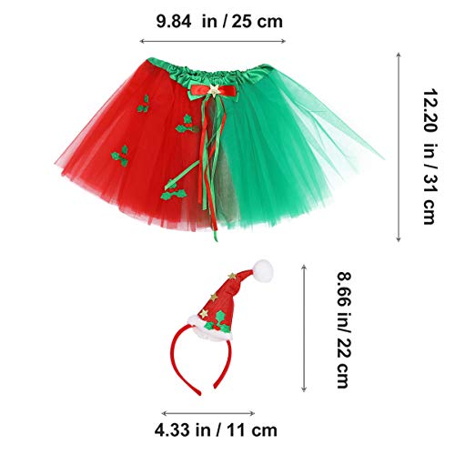 KESYOO Natal Tutu Saia Headband Set Santa Traje ChapÃ©u Vestido de Tule Natal AcessÃ³rios Cosplay De