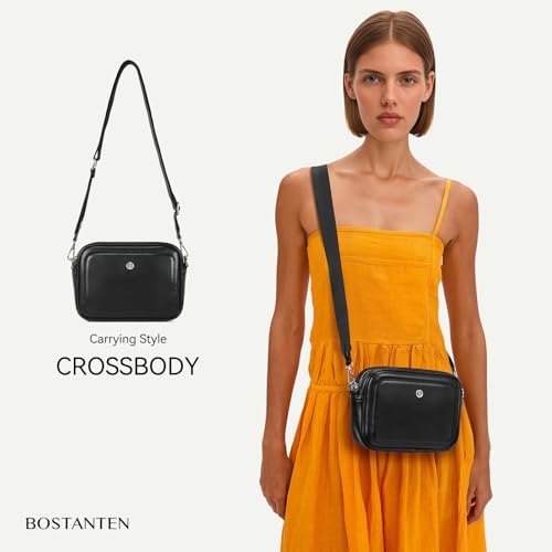 BOSTANTEN Small Black Crossbody Bags for Women Vegan Leather Shoulder Purses Trendy Clutch Handbags with Paracord Strap2