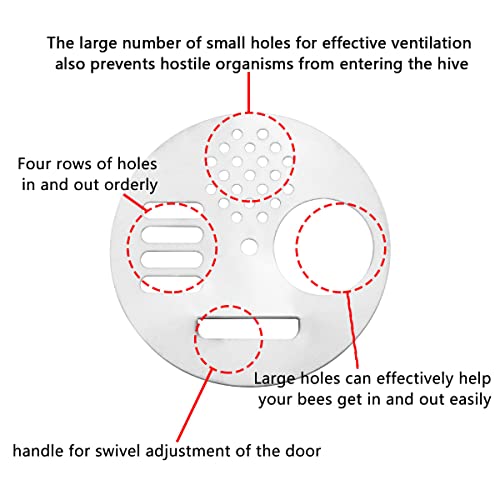 DGHAOP 4 peças de porta de ventilação para colmeia de abelha 68 mm redondo multifuncional de aço ino