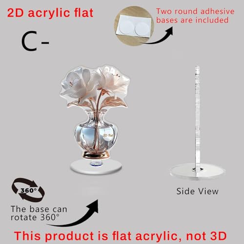 Ramos Artificiales Planos Acrílicos 2D Estilo Minimalista con Base Giratoria 3 Piezas 8