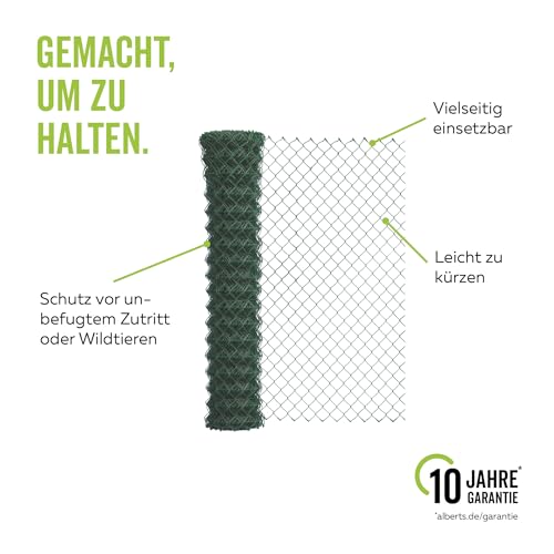 Alberts 604769 Maschendraht-Geflecht | verschiedene Längen und Höhen - wahlweise in verschiedenen Farben | grün | Höhe 125 cm | Länge 25 m