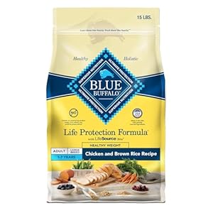 Blue Buffalo Life Protection Formula Natural Adult Healthy Weight Dry Dog Food, Chicken and Brown Rice 15-lb