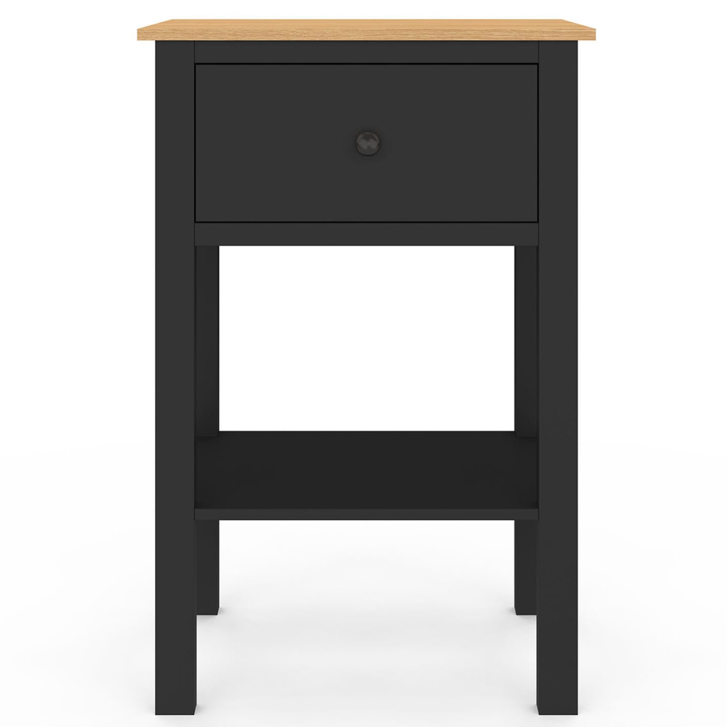 IDMarket - Lot de 2 Tables de Chevet Achille Noir et Plateau Bois