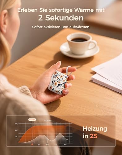 OCOOPA Handwärmer Elektrisch 2er Set, 3 Stufen, Taschenwärmer Wiederverwendbar, 7H Lange Wärme, Bis zu 52°C, Schnell Aufgeheizt… – Ansicht 4