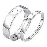 Matching Rings for Couples Personalized Heart Promise Ring 925 Sterling Silver Couple Rings...