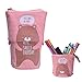 Produktbild Oyachic 1 Stück Federmäppchen Pencil Case Tier Bleistift-Beutel Retractable Stifte Etui Mäppchen Große Kapazität Schüleretui Segeltuch Stiftemappe für Schule Büro (Braunbär)