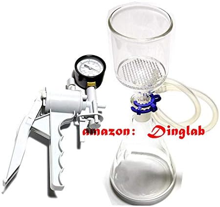 Dinglab,500ml,Suction Filtration Device,47mm Buchner Funnel,Glass Flask with Vacuum Pump