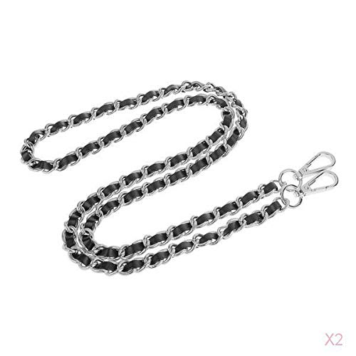 Purse Handbag Handle Shoulder Bag Replacement Chain Strap Silver+Black-picture-25