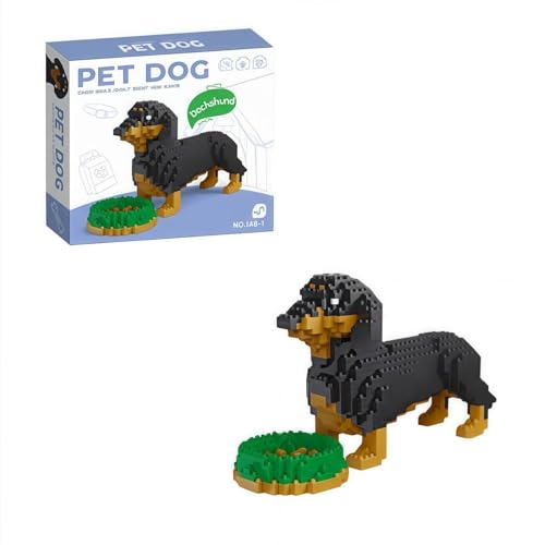 Micro Dachshund Building Blocks Set, DIY Mini Bricks for Hobby Collectors, Creative Gift Idea, and Office Decoration (Dachshund)