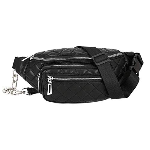 Bdesign La Bolsa de Mensajero, de Manera de Las Mujeres del Color sólido de la Cremallera de la Bolsa de Mensajero Bolsa de Deportes en el Pecho Cintura Bolsa pequeña Bolsa de Mujer (Color : Black)