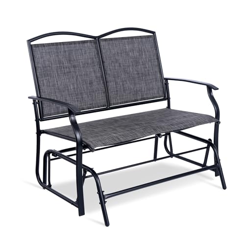 Backyard Expressions 2-Person Outdoor Glider Bench, Patio Double Swing Rocking