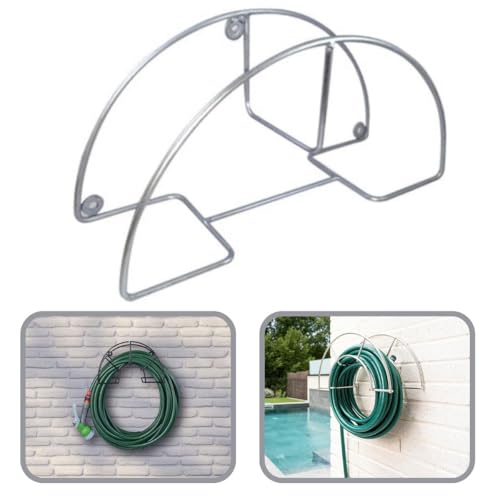Suporte Mangueira de Jardim Até 50 Metros Enrolador de Metal que Não Enferruja Não Resseca Para Parede Muro e Madeira