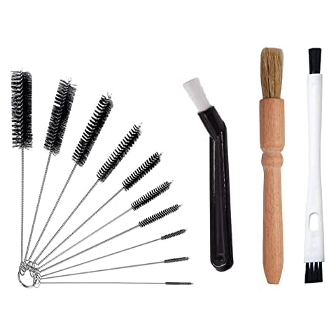 Kaffee Pinsel, Kaffee Reinigungsbürste Set 13 Stück Espressomaschinen Reinigungspinsel Holz Griff Kaffeepinsel und Kleine Strohhalm Bürste Für Kaffeevollautomat Espressomaschine Reinigungs Cover
