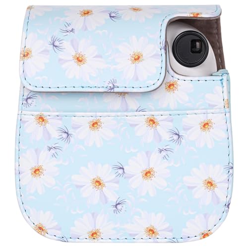 Sacoche Instax Mini 12 fleurs bleu clair, le cadeau parfait avec sangle - 3
