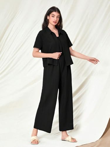 Image of TOPLOT Women's Jumpsuit Co-ord Set | Soft Breathable Feel | Comfortable Fit with Easy Movement | Stylish One-Piece Outfit Design | Perfect for Casual & Travel (5225)