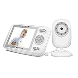 Video Monitor, Baby Monitor with Camera and Audio, 3.5 Inch Color Display, Night Vision, Sound Activated, Manual Pan/Tilt, 2X Zoom, Feeding Alarm, Temperature Sensor and Lullaby Player (Silver)