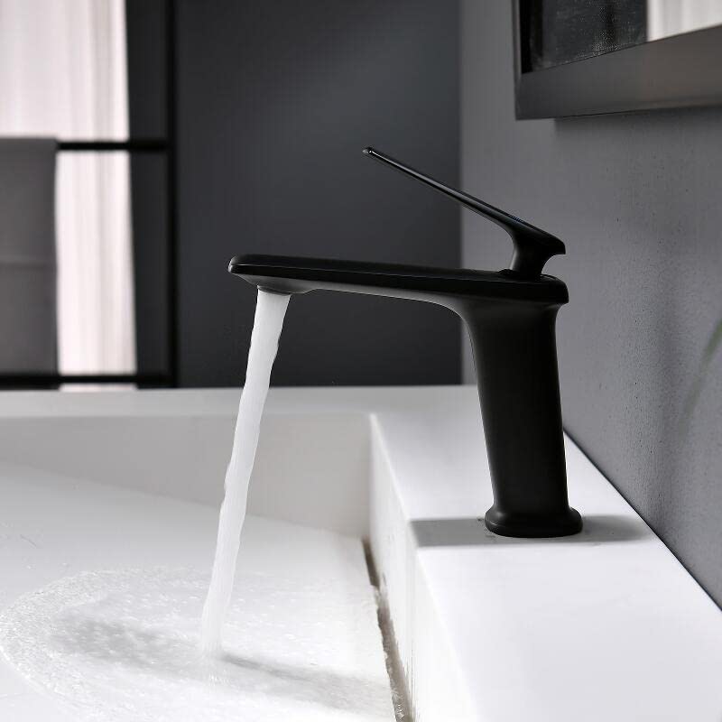 Grifo de lavabo monomando negro con mezclador de agua fría y caliente para baño