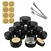 TIANZD 12 Pièces 50 ML Vide Rond Noir Pots en Aluminium Cosmétiques Pot Canettes Bocaux Conteneurs 15ml for Fait Main Bougies Crème Baume Voyage, 3X Aluminium cuillère, 12x Étiquettes
