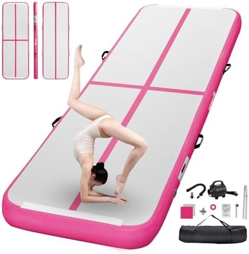 FBSPORT Airtrack Matte,10/20cm Hoch Verdicken 2/3/4/5/6 M Tumbling Matte,Gymnastikmatte mit Luftpumpe,Trainingsmatte mit Tragetasche,Turnmatte für Zuhause, Outdoor,Yoga, Übungsgymn