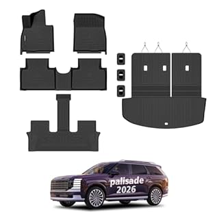 All Weather Car Floor Mats Cargo Liner with Backrest Mat for 2026 Hyundai Palisade 7 Seater (Only Fit Fuel), TPE Rubber Liners Full Set Automotive Mats for 2026 Hyundai Palisade Accessories
