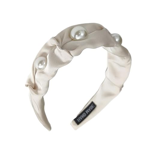 KAJYLFAST Satin Pleated Pearl Headband Sweet Hairpin for Women Hair Accessories Clips